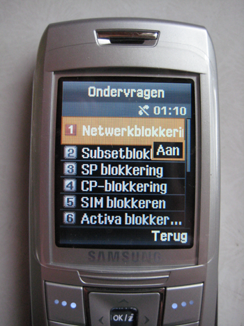 Samsung simlock menu